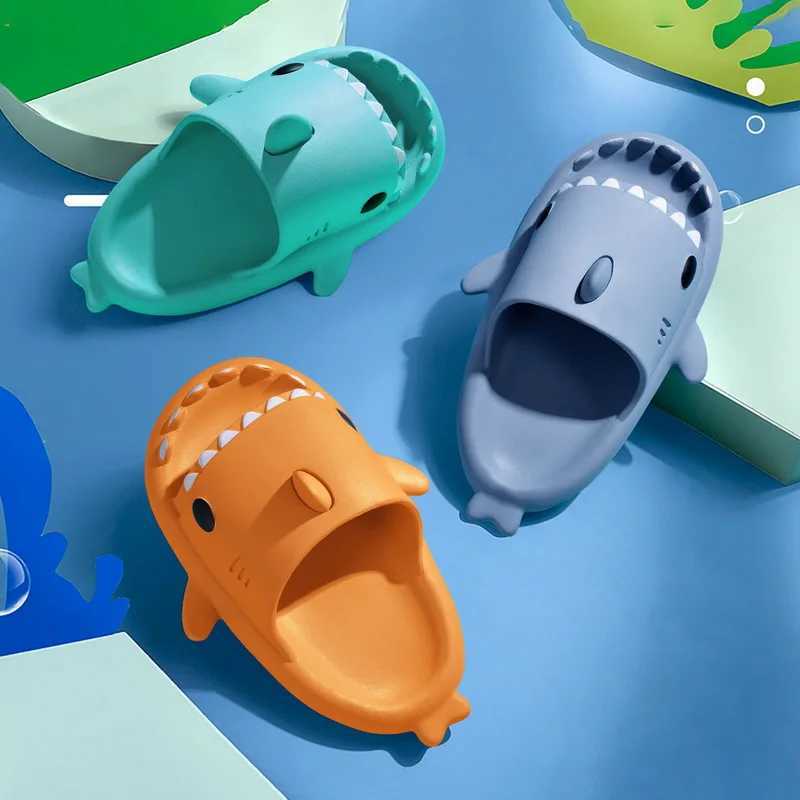 Litfun Cute Shark Slippers For Kids EVA Soft Bottom Beach Shoes Cartoon Bathroom Children Sandals Comfort Non-Slip Home SlippersT250311