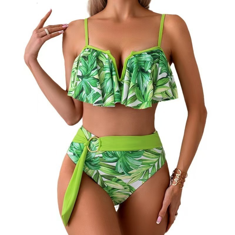2025 Designer Swimsuit Split Style Sexy Color Blocked Women's Swimsuit Luxury Fashion Nylon Bikini Outdoor Beach Wear Casual Wear