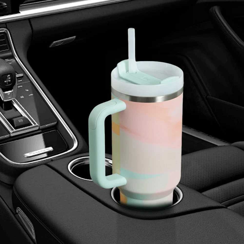 40oz Tumbler with Handle Straw Lid Thermos 40 oz Vacuum Insulated Coffee Mug Stanleies Steel Thermal Iced Travel Cup for CarT250311