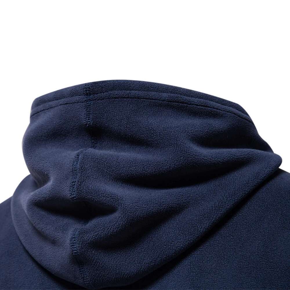 Mens Winter Solid Fleece Hoody High Quality Warm Casual Drawstring Hat Sweatshirt Soft Shell Hoodies For Men