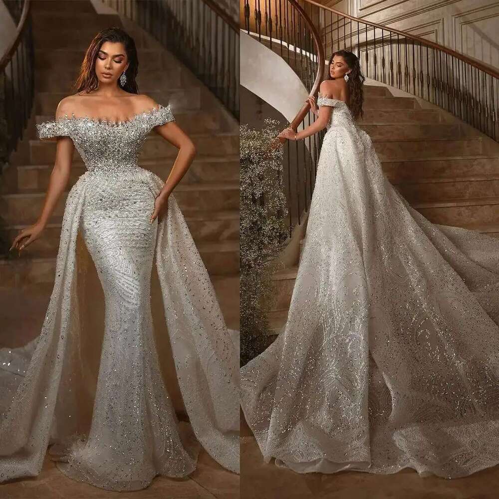 Modest Mermaid With Detachable Train For Women, Off Shoulder Dress, Stylish Bridal Dresses