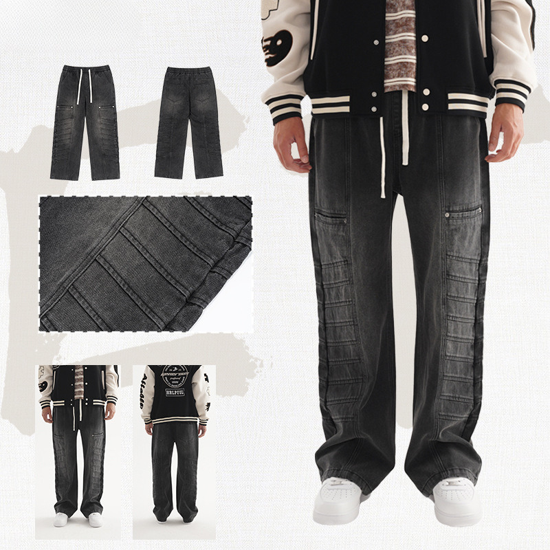 2025 Summer New Men s Pants Spray Ma Liu Retro Fashion Designer Original Brand Multi Pocket Splicing Casual Jeans Outdoor Hip Hop Skateboarding Pants
