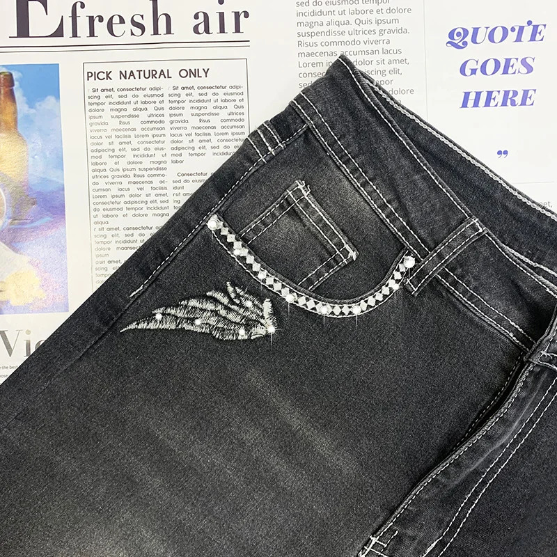 High Waist Womens Jeans Fashion Sexy Straight Pants Plus Size Comfortable Jeans Vintage Washable Black Denim Elastic Pants 250306