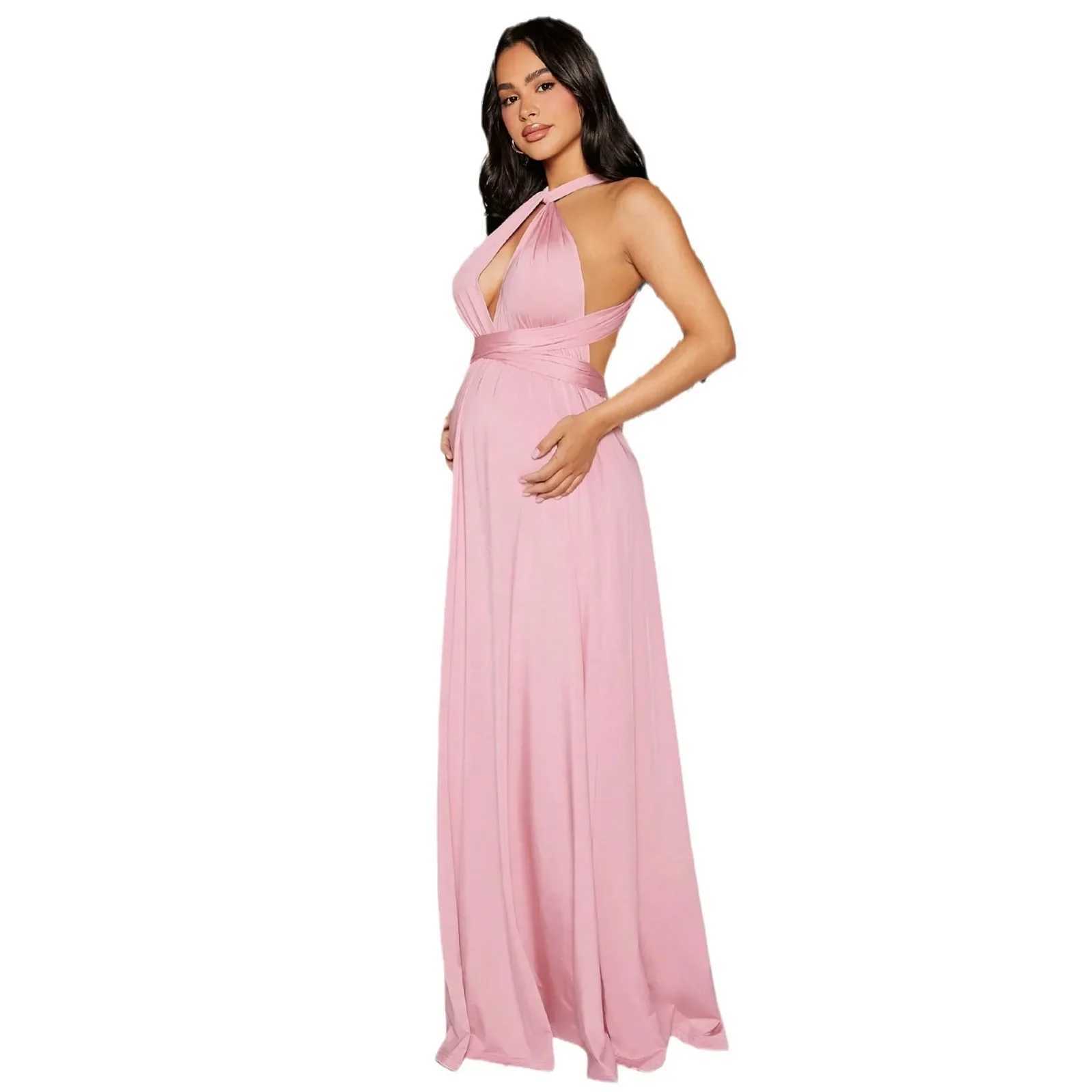 Maternity Dress Elegant Temperature Evening Dress Sexy Lace Solid Color Maternity Dress Long Hot Mom Dress X250224