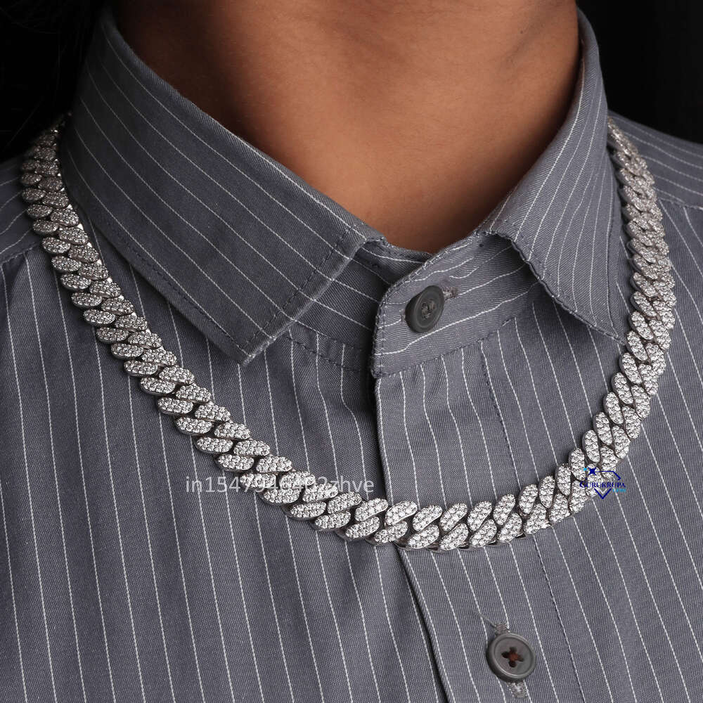 Hip Hop 14KT 10 MM Heavy Custom Necklace Men High Quality VVS Moissanite Dias Cuban k Chain Gold Sier Main Pearl