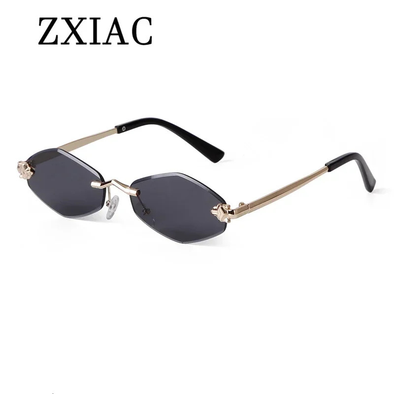 ZXIAC Fashion Rimless Frame Sunglasses Women Wolf Head Sun Glasses Men Frameless Metal Thin Leg Shades UV 250311