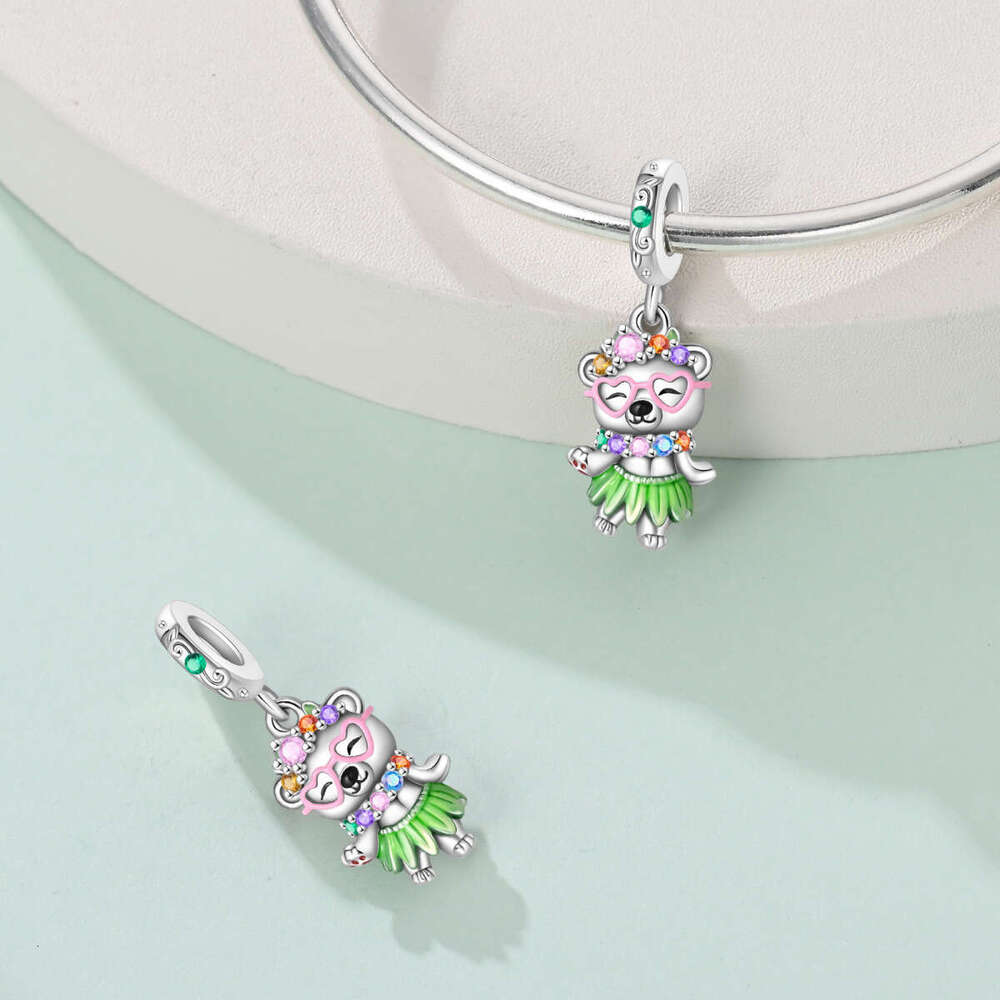 925 Sterling Silver cute pet rabbit bear Charms pendant Fit bracelet necklace DIY accessories for jewelry making bracelet special gift for women