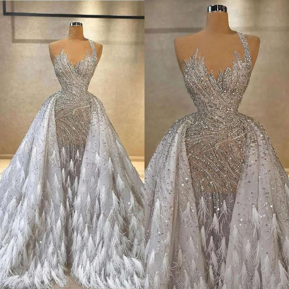 Pen Mermaid Dresses Sequins, Stylish, Crystal, Detachable Train, Sleeveless Wedding Dress