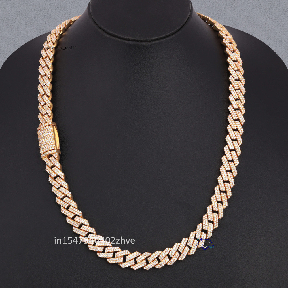 Factory Wholesale Inch 20 MM Cuban k Chain Sterg Sier VVS Clarity Moissanite Dia Necklace Wedding Engagement