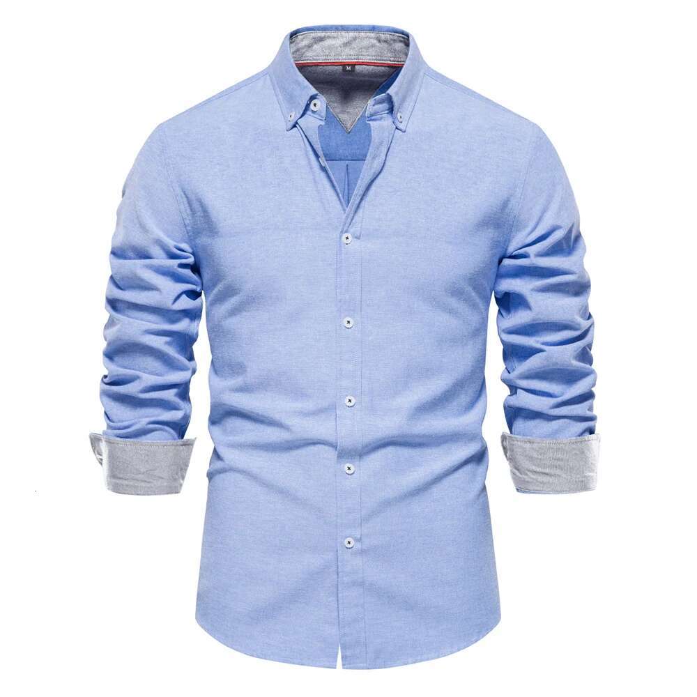 New Autumn Cotton Men's Oxford Shirt Long Sleeve Button Down Social Business Casual Shirts For Men