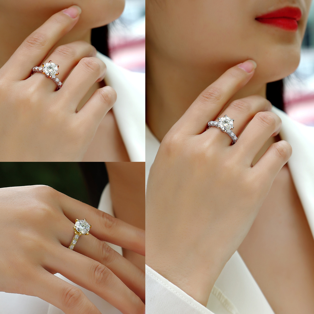Wholesale Factory Price Moissanite Jewelry 925 Silver Iced Out Diamond Rings Moissanite Ring