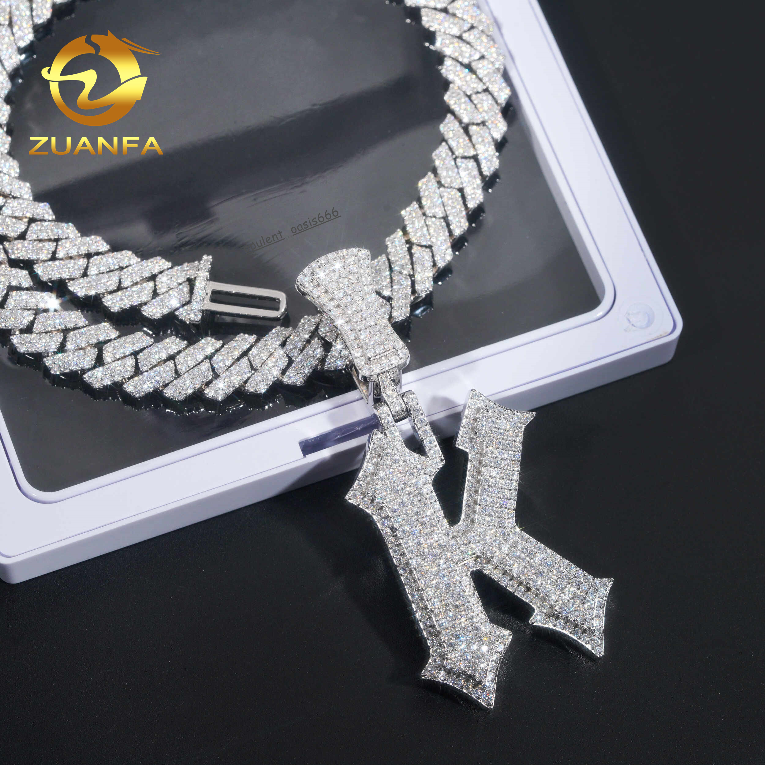 Custom Iced Out 925 Silver Moissanite Pendant Initial Letter Pendant Hip Hop Crown Letter K Pendant Necklace