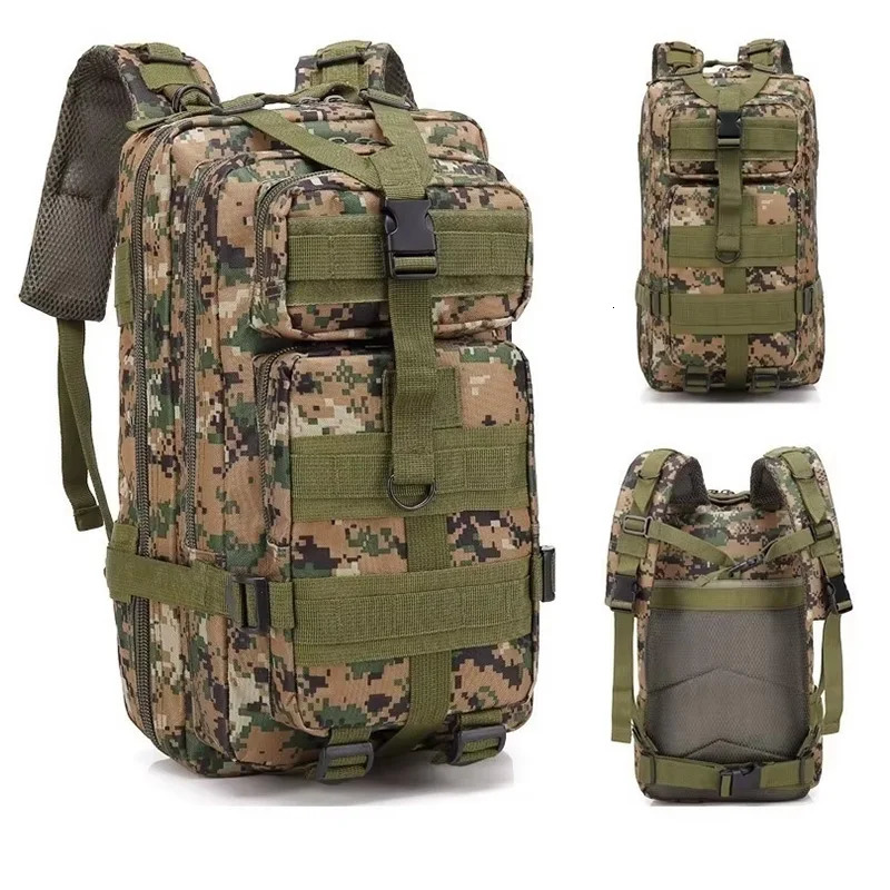 Mens Classic Tactical Backpack Travel Sports Camouflage Bag Outdoor Climbing Hunting Backpack Fishing Hiking Nylon 3P Pack Bag 250305