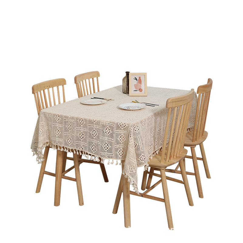 Tassel Pastoral Plaid Western Food 2026 MAT Round Tablecloth Hollow Lace Table Flag Placemat