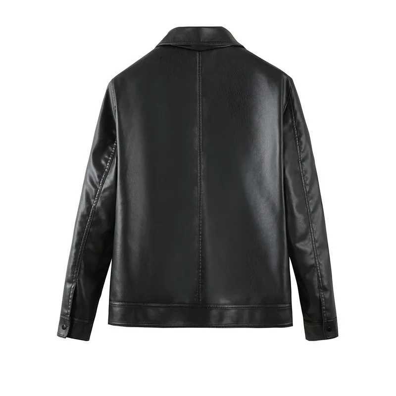 New Fashion Slim Fit Mens Leather Jacket Casual Style Spring Autumn Korean Version Youth Lapel Faux Leather Trendy Motorcycle JT250311