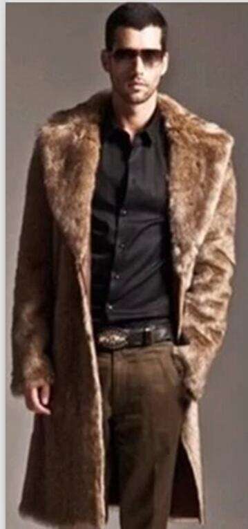 Autumn New Fox Sleeved Men's Long Faux Fur Coat, Cool Trendy, Warm And Fashionable In Winter