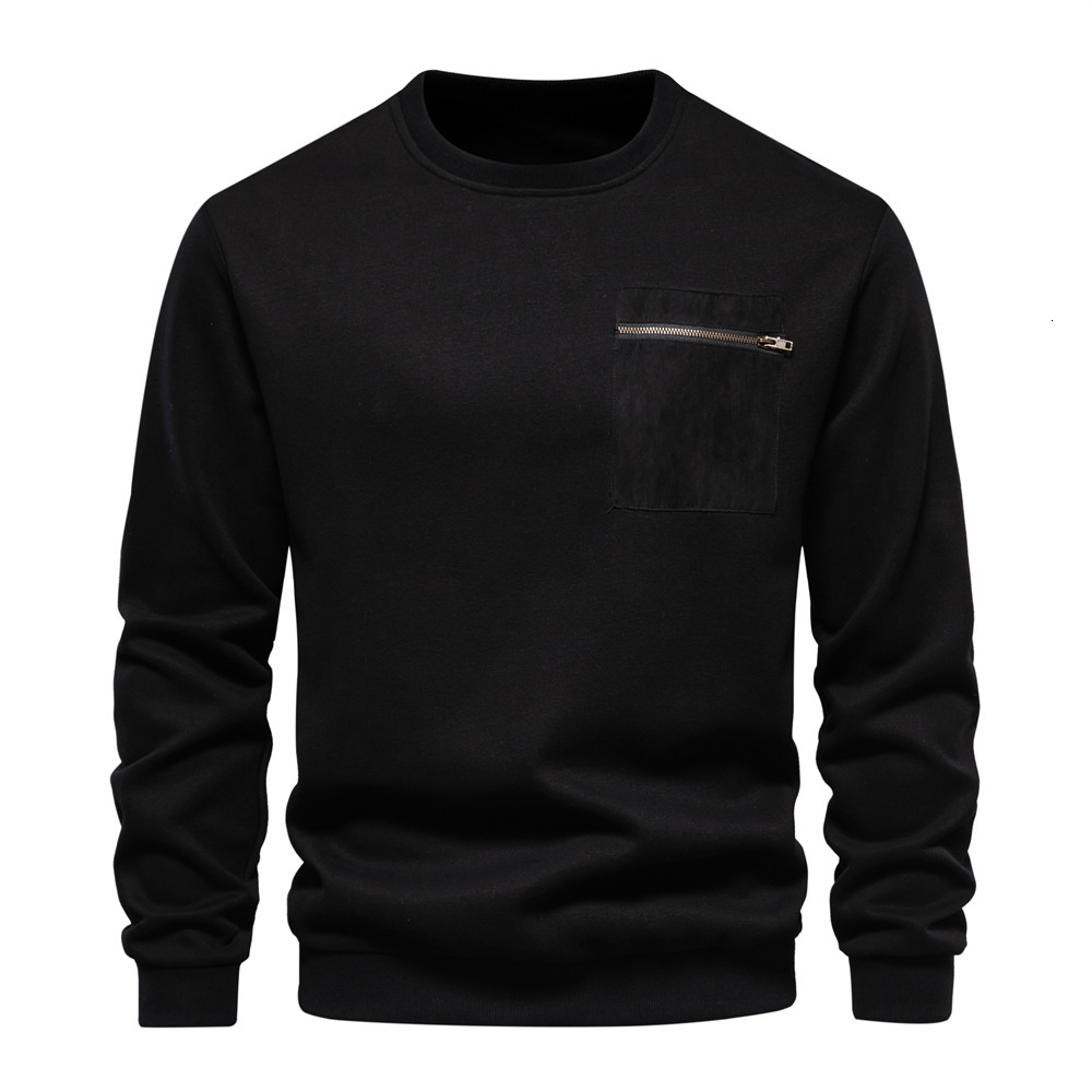 Autumn New Long Sleeved Solid Color Trend Loose Casual Versatile Round Neck Hoodie Men's Clothing