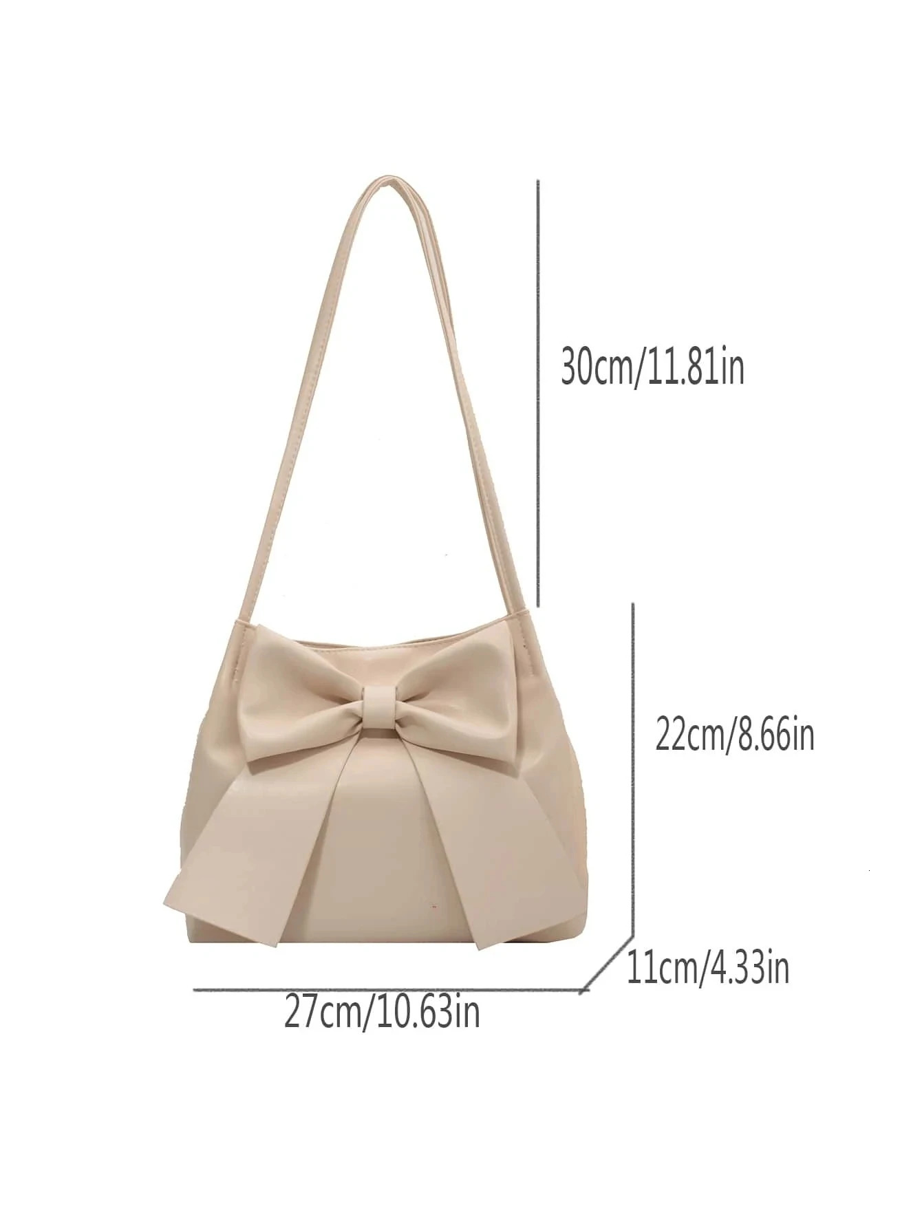 Fashionable Large Capacity Bow Knot Shoulder Bag Cute Kawaii Bow Decor Water Bucket Bag Lightweight Casual Handbag R250311