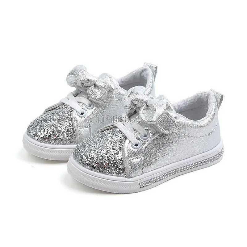 Kids Shoes For Girls Sneakers Casual Children Shoes Sports Fashion Glitter Leather Baby Toddler Shoes Princess Infant Soft FlXJ250311