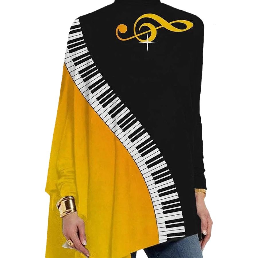 2025 New Spring and Autumn Fashion Long Sleeve High Collar Irregular T-shirt Designer Trendy 3D Printing Comfortable Polyester Trendy Short Sleeve1