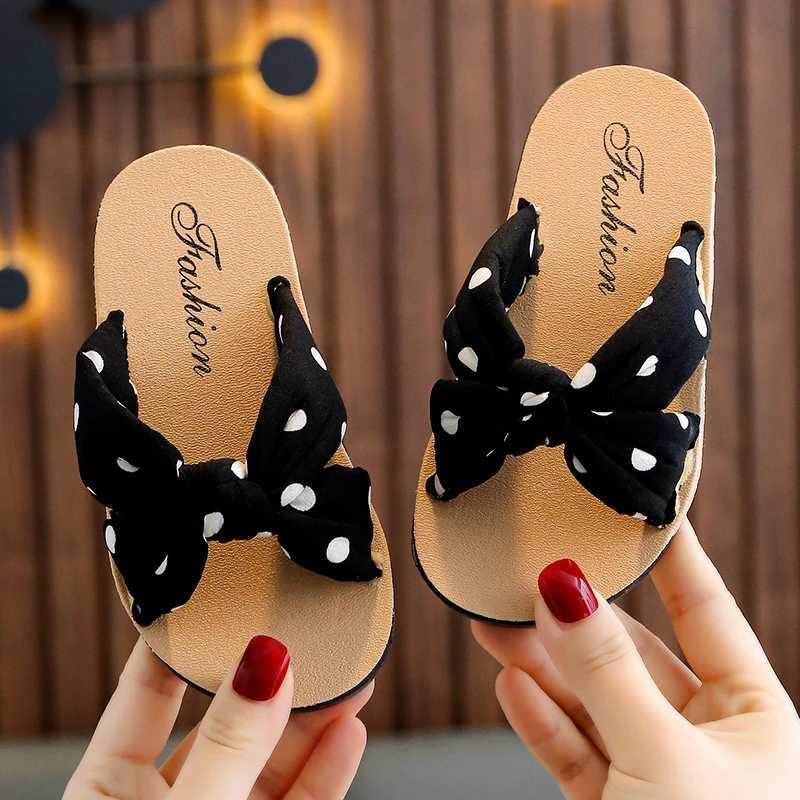 Summer Kids Girls Slippers Fashion Bohemian Dots Girls Princess Shoes Baby Girl Beach Shoes Flat Heel Sandals Size 24-34T250311