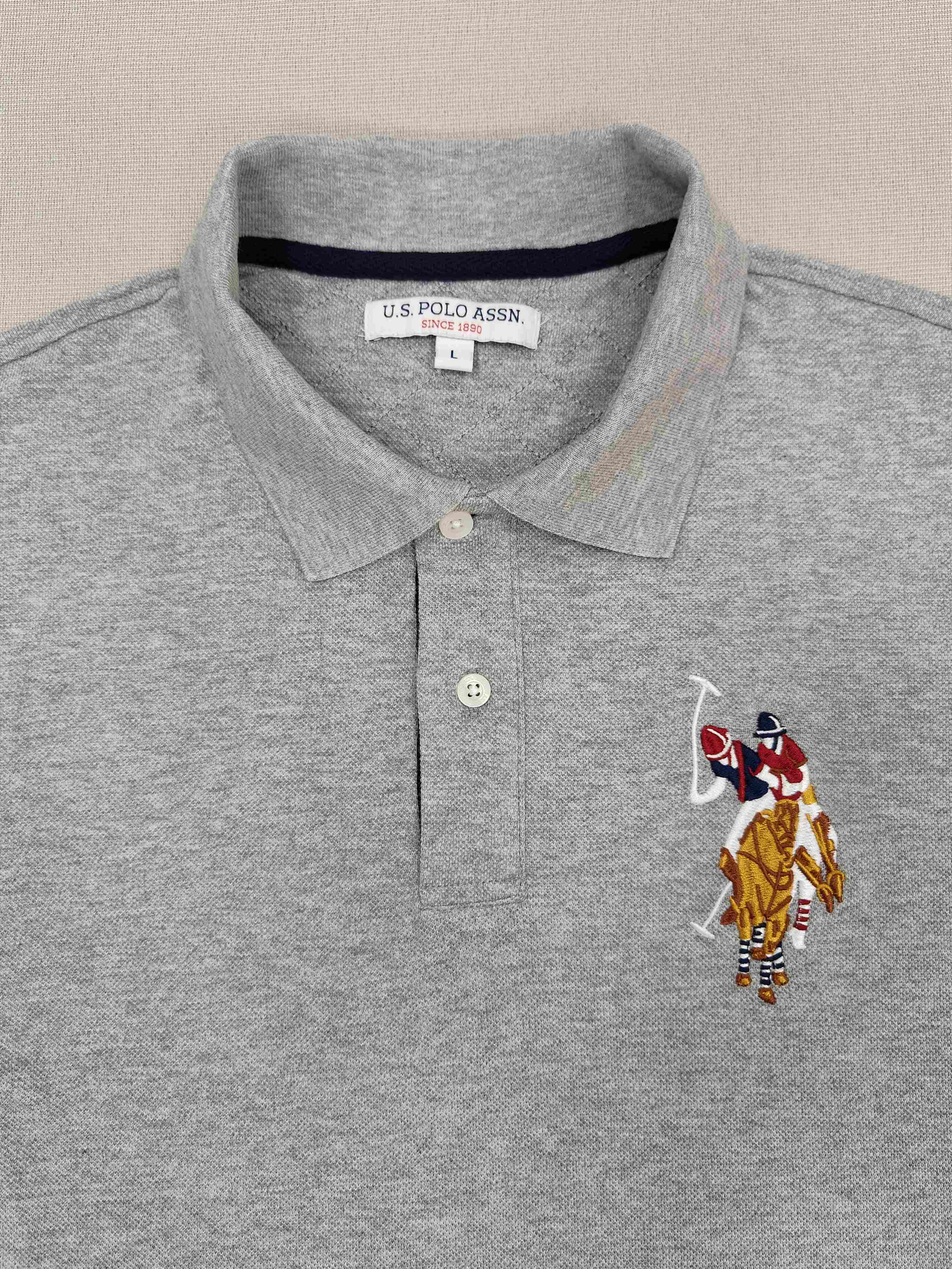 Men's Grey Polo Shirt Embroidery Classic Solid Tees US POLO ASSN Short Sleeves Casual T-shirt Wholesale Loose Tops