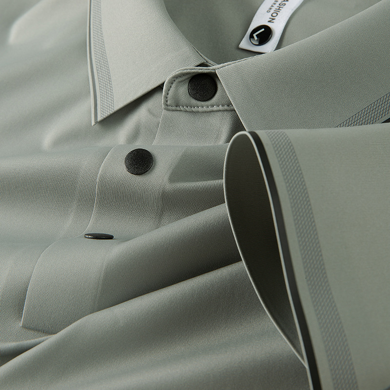 Short sleeved polo shirt for men, high-end, iron, no trace, pressure glue, ice silk, hanging sensation, solid color printing tracksuit
