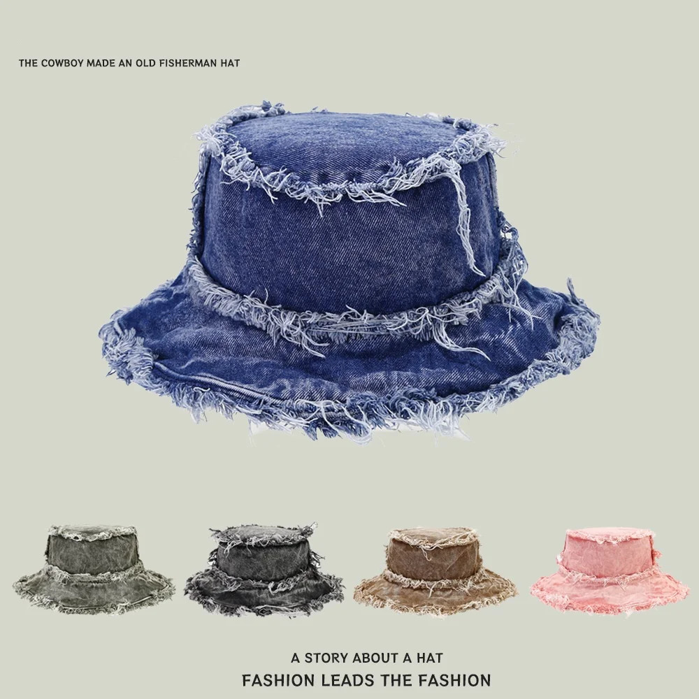 Gradient Color Cowboy Fisherman Hats For Women Men Female Japanese Jean Waist Bucket Basin Sun Shade Protection Bob Caps 250311