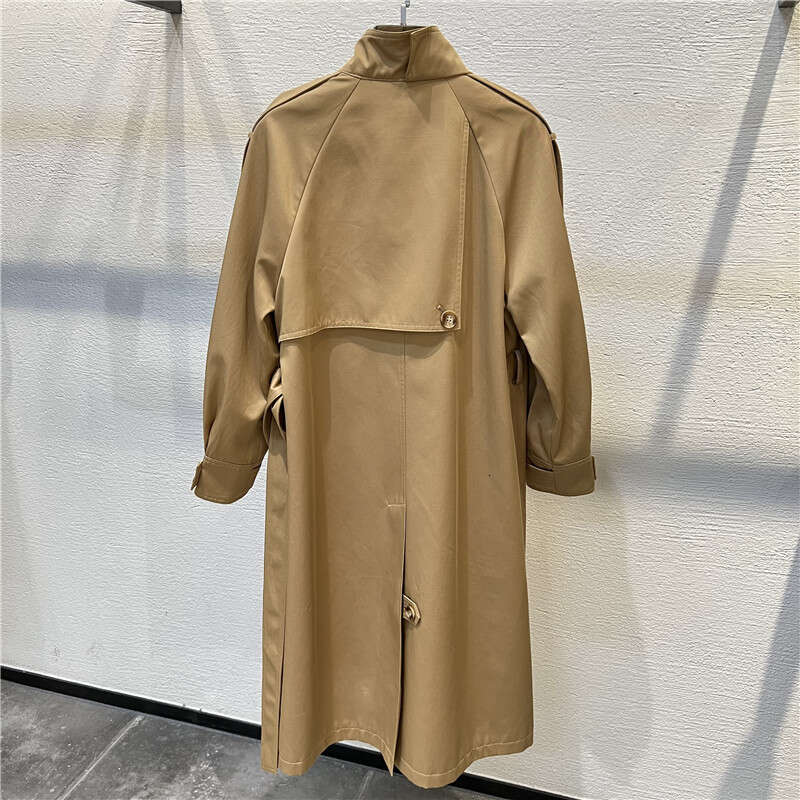 2024 Early Autumn New Style Double Breasted Mid Length Windbreaker Fashionable Temperament Lace Up Jacket For Women