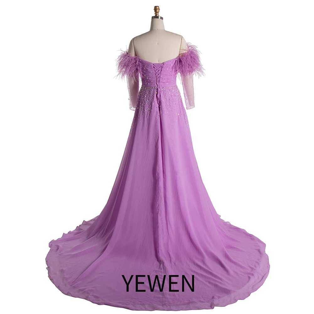 Elegant Off shoulder Maternity Dress for Photo Shoot Long Sleeve with Ostrich Feather YW240522 X250224