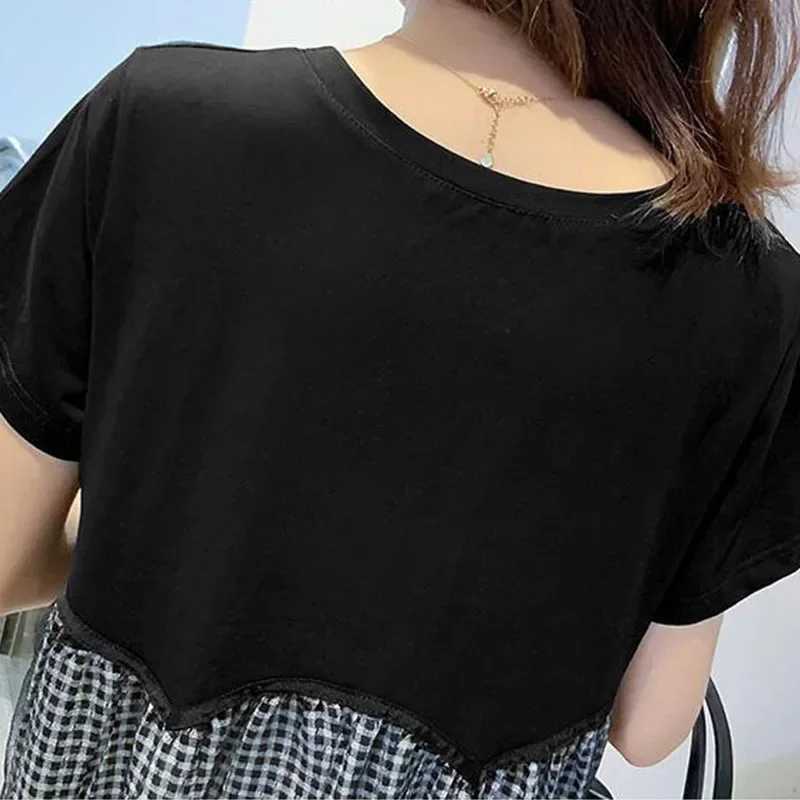 Fashion Maternity Dresses Summer Double Layer With Lace Dress A-line Skirt Loose Short Sleeve Clothes Pregnant Women ClothingT250311