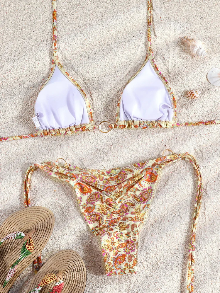 Miyouj Bikinis Printed Swimwear Women Sexy Swimsuit Bandage Bikini Set Beachwear String Bathing Suits Micro Biquinis 250310