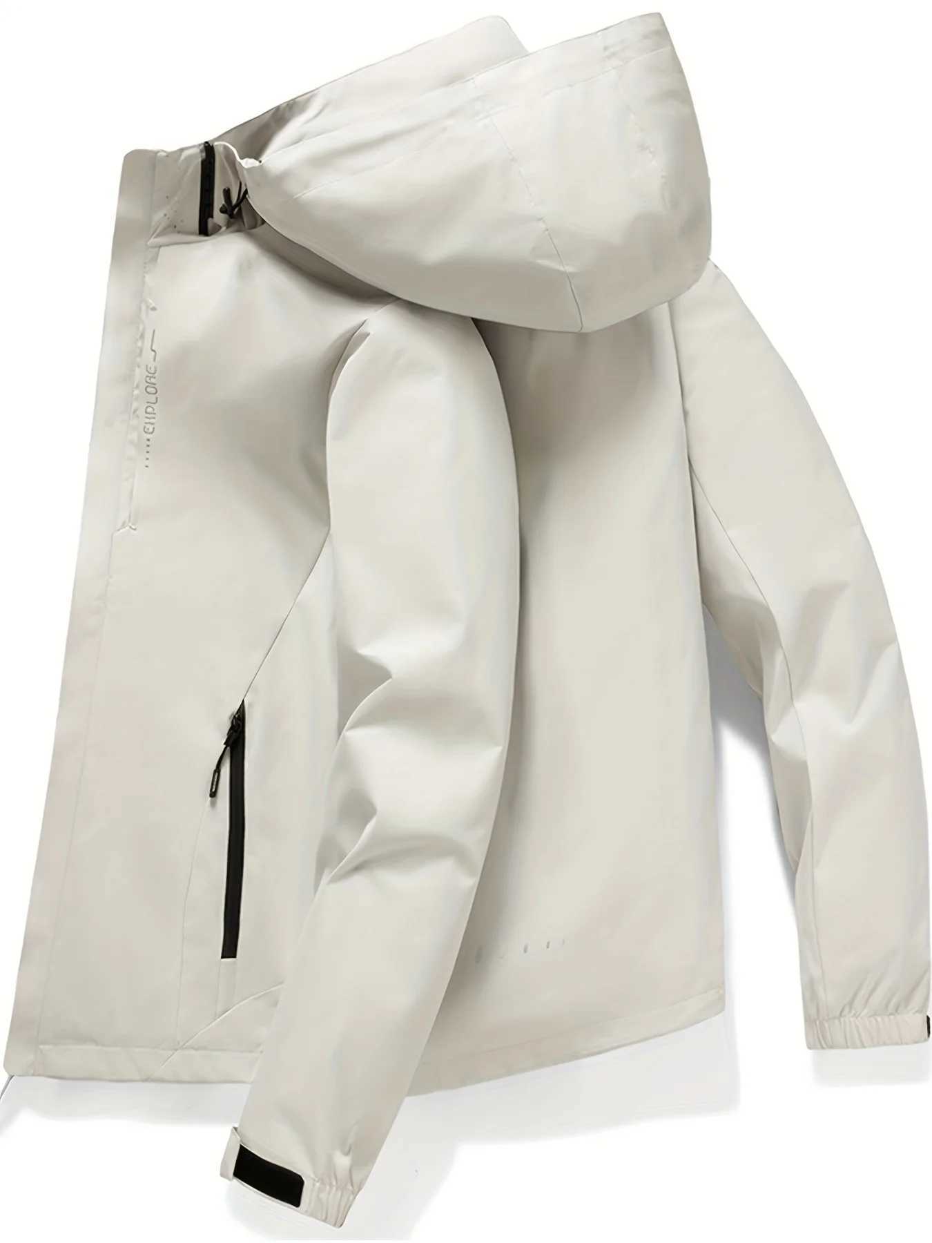 Mens Lightweight Hooded Jacket - Water-Resistant Windproof Breathable for Outdoor Activities like Hiking Camping FishingT250311