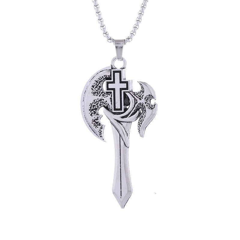 New fashionable domineering axe necklace, men's trendy and personalized hip-hop pendant, street accessories, sweater chain