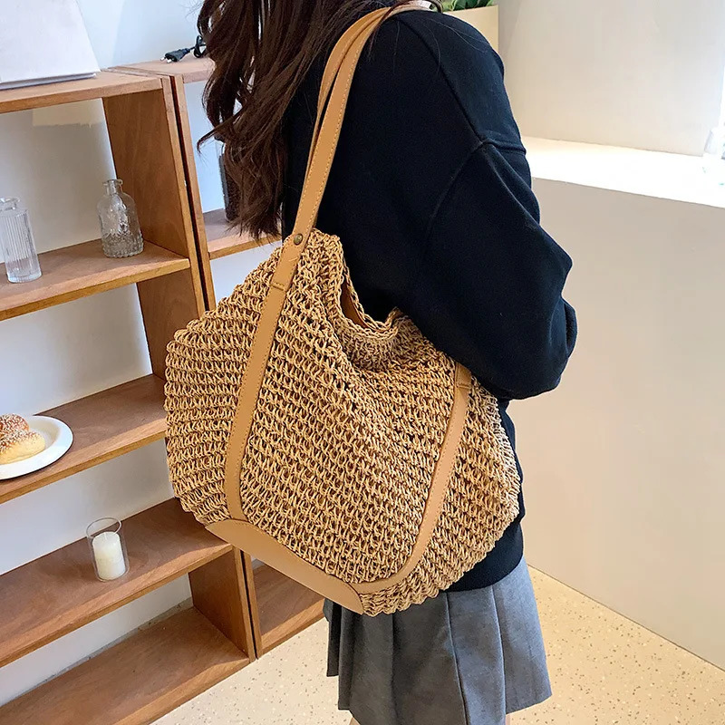 Casual Womens Underarm Shoulder Bag y n Straw Woven Large Capacity Fashion Hobo Handbag Summer Beach BagShopper Tote 250311