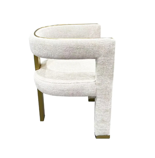 Chic Milana Armchair for Dining Room - Smooth Curve Design with Luxurious Gold Trims
