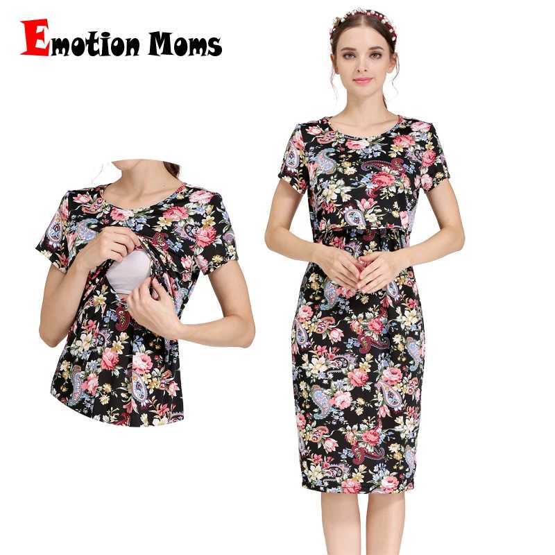 Emotion Moms Summer Casual Maternity Clothes Nursing Clothing Nursing Dress Pregnancy Dresses for Pregnant Women Maternity DressT250311