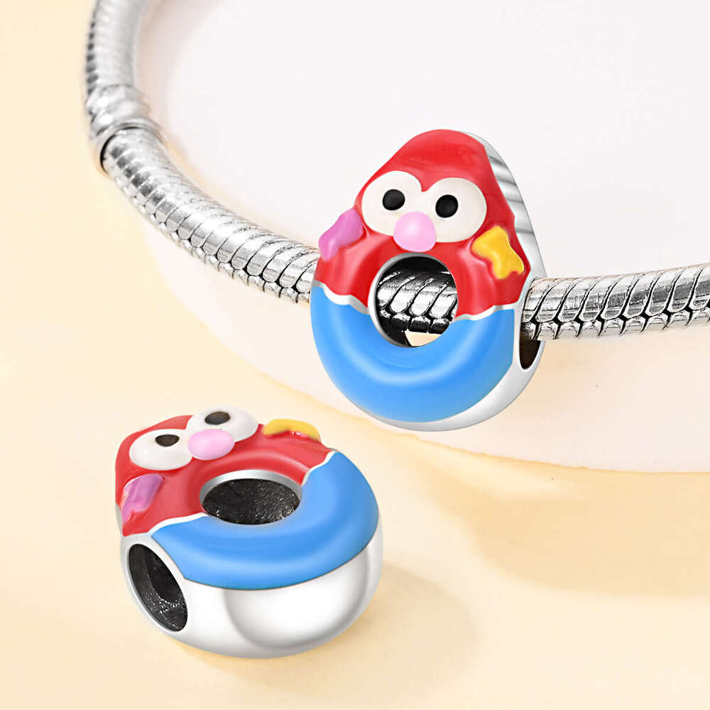 Hot Selling 925 Sterling Silver Charm beads Cartoon Linked Doughnut Series Charms Fit S925 Snake bracelet necklace DIY For women jewelry girt free shi