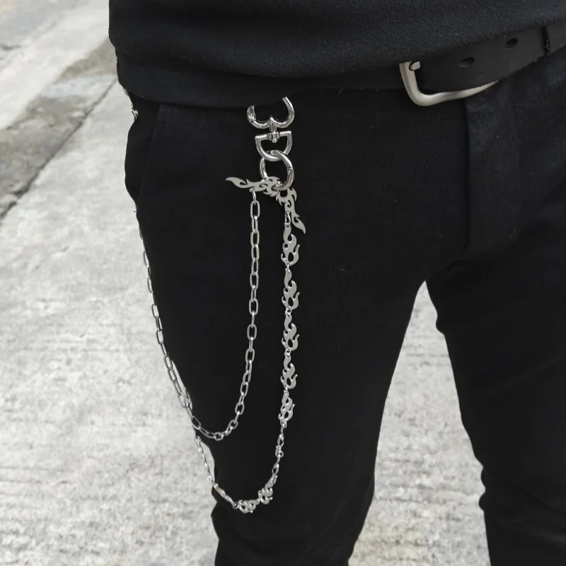 2025 Model Flame Wing Pants Chain Punk Hip Hop Ones Waist Accessories Fashionable Men And Women Key Chain Pendant 250303