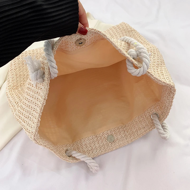 Straw Weave Tote Summer Beach Bags for Women 2024 Large Capacity Fashion Shoulder Bag Lady Handbags and Purses R250311