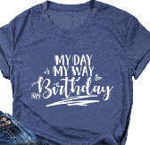 Women's top e-commerce birthday printed color cotton t-shirt 2025 temperament versatile new trend clothing ins
