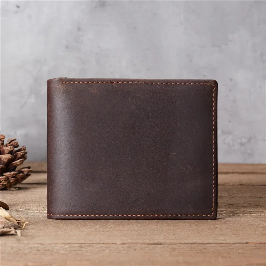 Genuine Leather Wallets for Men Vintage Short Multi Function ID Credit Card Holder Money Bag 250311