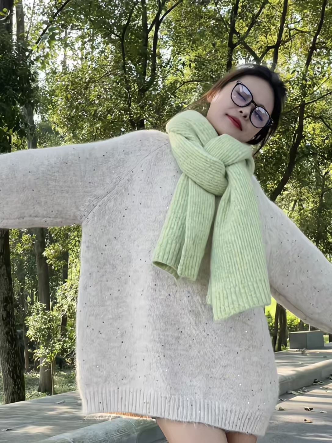 T264 solid color knitted scarf wool cute Korean Japanese style all-match pure high-grade high quality