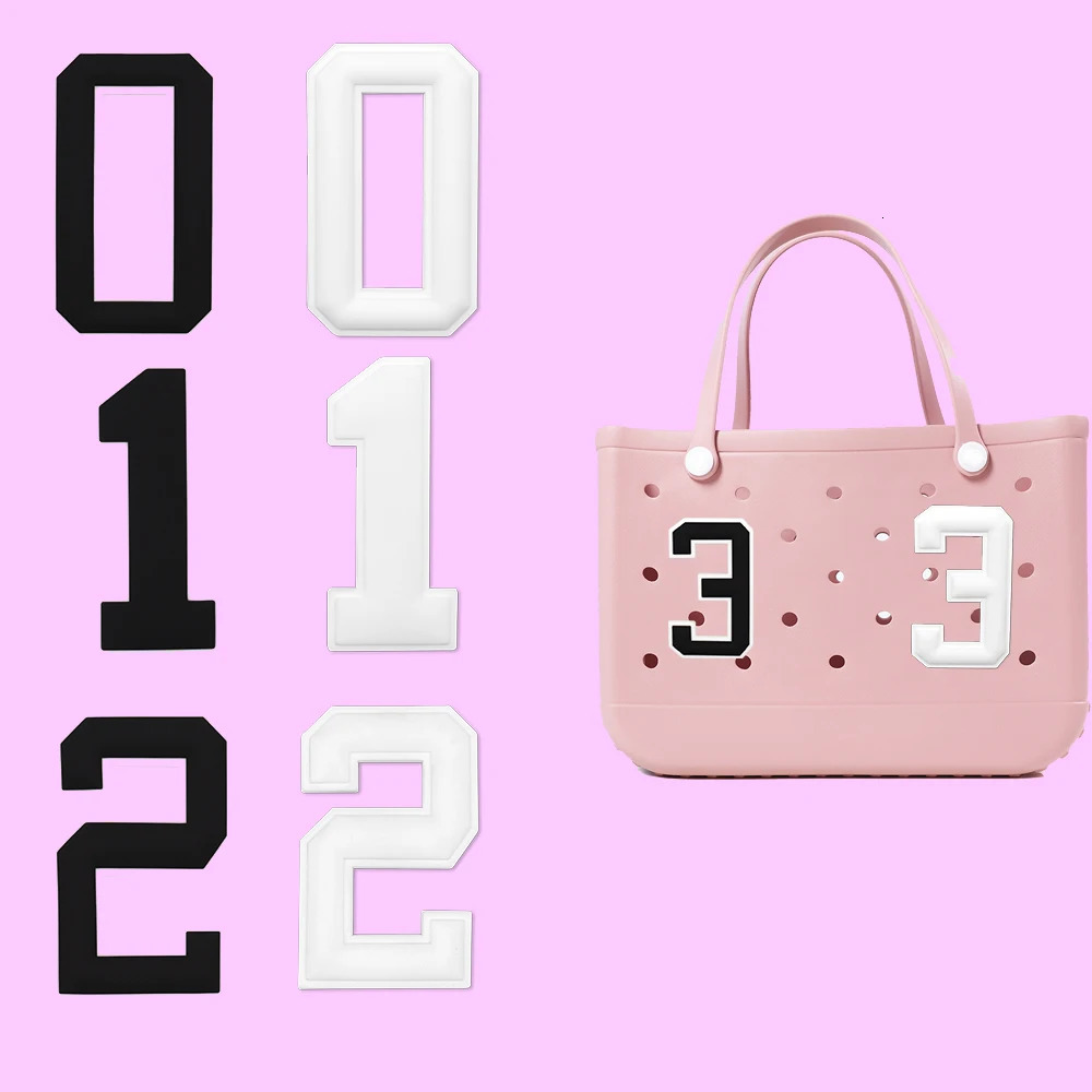 1 piece bag charm black and white digital accessories womens fashionable beach handbag decoration cute rubber pendant 250311
