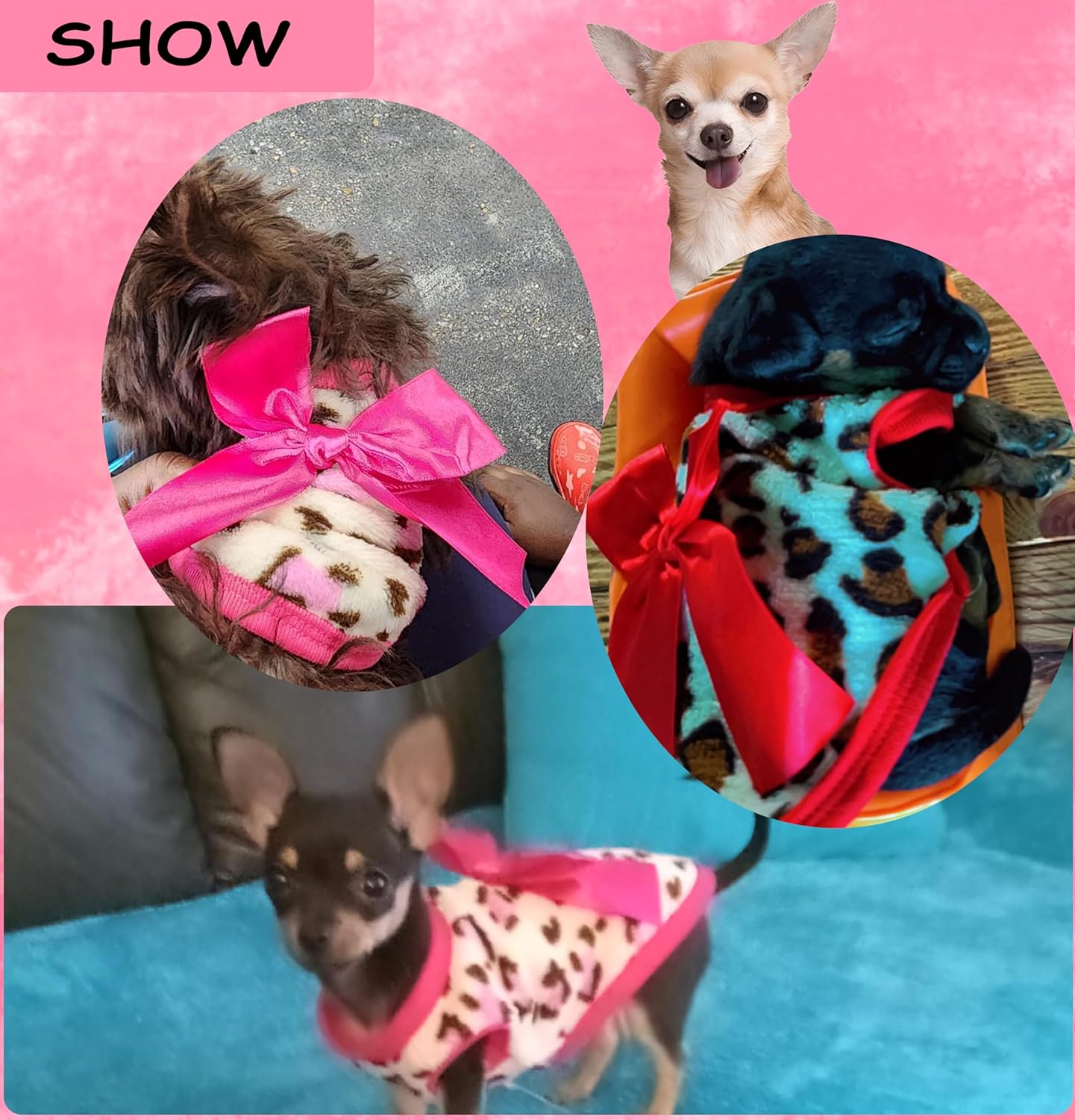 Double Pack XXS Dog Sweater for Small Breeds - Leopard Print Chihuahua and Yorkie Puppy Apparel