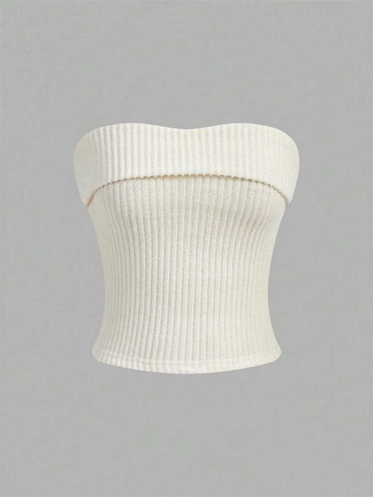 Women Rib-Knit Tube Summer 2024 Y2k Clothes Grunge Punk Solid Strapless Sleeveless Slim Fit Crop Top Tank Tee Streetwear
