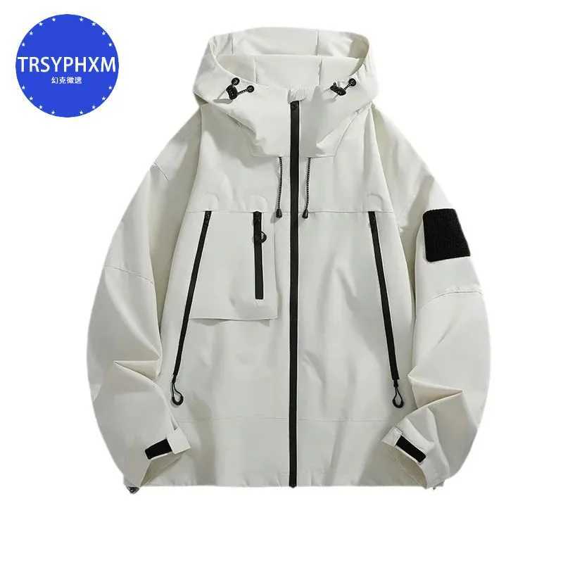 TRSYPHXM 2024 new Mens jacket outer jacket spring and autumn new simple hooded outdoor workers big pocket jacketT250311