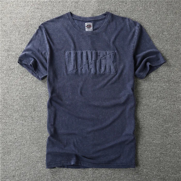 Retro heavy-duty mens T-shirt summer short sleeved personalized embossed letter pattern 24ss Y2k young mens T-shirt top 250310
