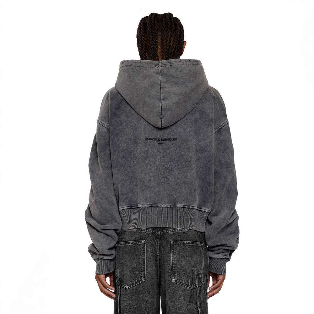 2025 New Hoodie Y2k Gray Vintage Street Fashion Brand Men's And Women's Hooded Cardigan Jacket
