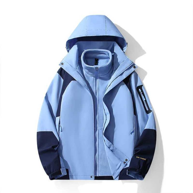 Outdoor Waterproof Suits Men Women Two-pieces Sets 3 in 1 Thick Warm Coats Camping Windbreaker Winter Coat Hiking Size XS-5XLT250311